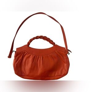 Vintage Red Braided Handle Faux Leather Purse